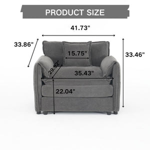 English Elm Oversized Chenille Reading Chair Deep Seat Modular Lounger for Living Room or Bedroom Grey W3163P365729