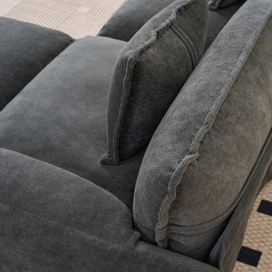 English Elm Oversized Chenille Reading Chair Deep Seat Modular Lounger for Living Room or Bedroom Grey W3163P365729