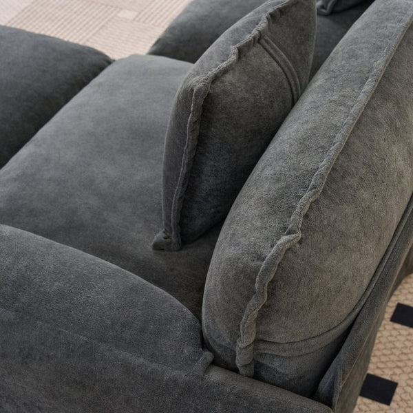 English Elm Oversized Chenille Reading Chair Deep Seat Modular Lounger for Living Room or Bedroom Grey W3163P365729