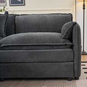 English Elm Oversized Chenille Reading Chair Deep Seat Modular Lounger for Living Room or Bedroom Grey W3163P365729