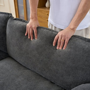 English Elm Oversized Chenille Reading Chair Deep Seat Modular Lounger for Living Room or Bedroom Grey W3163P365729
