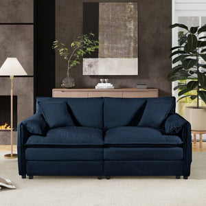 English Elm Oversized Chenille Cloud Loveseat with Deep Seat Cushions and Built in Storage Pockets W3163S00005