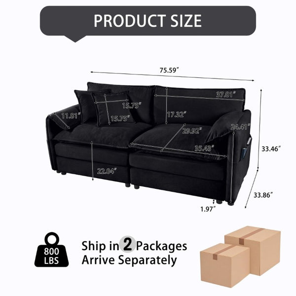 English Elm W3163s00085)oversized Chenille Cloud Loveseat Deep Sink Modular Sofa for Living Room W3163S00006