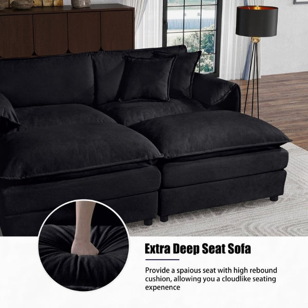 English Elm Oversized Chenille Armchairs Set of Two with Lumbar Pillow and Side Storage Pockets W3163S00009