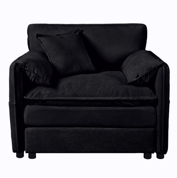 English Elm Oversized Chenille Armchairs Set of Two with Lumbar Pillow and Side Storage Pockets W3163S00009