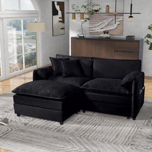 English Elm Deep Seat Chenille Modular Sectional with Ottoman Plush Cloud Sofa for Living Room W3163S00012