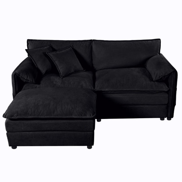 English Elm Deep Seat Chenille Modular Sectional with Ottoman Plush Cloud Sofa for Living Room W3163S00012
