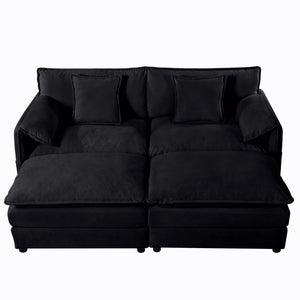 English Elm Deep Seat Chenille Modular Sectional Cloud Sofa with Ottomans for Living Room W3163S00015