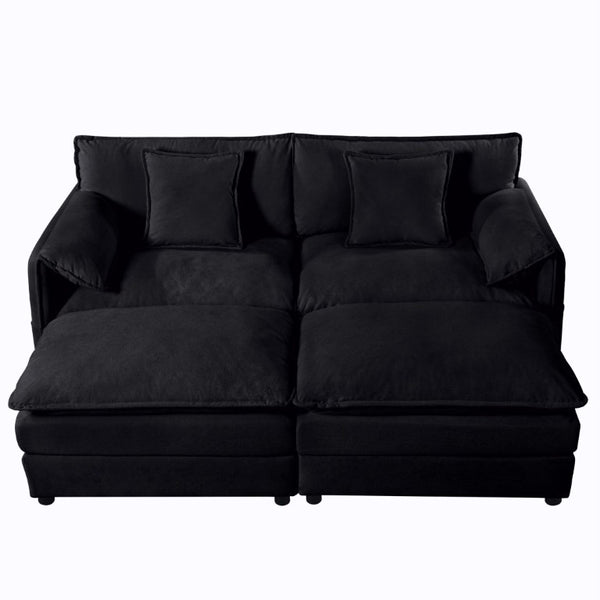 English Elm Deep Seat Chenille Modular Sectional Cloud Sofa with Ottomans for Living Room W3163S00015