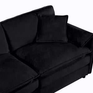 English Elm Modular U Shaped Chenille Sectional Sofa Deep Seat Cloud Couch with Ottomans W3163S00030