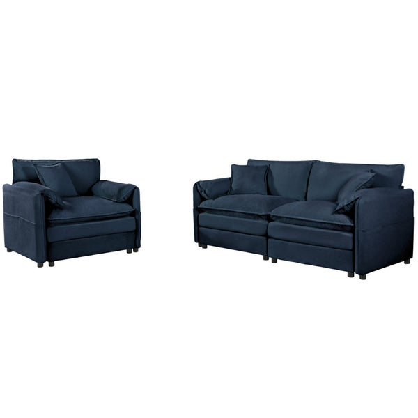 English Elm Deep Seat Chenille Modular Loveseat and Armchair Set for Modern Living Spaces W3163S00032