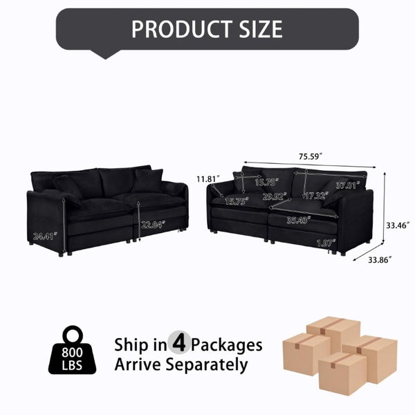 English Elm W3163s00088)oversized Chenille Cloud Sofa Set Modular Two Piece Design with Storage Pockets W3163S00036