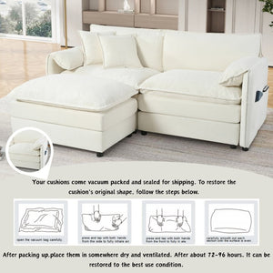 English Elm Old:w3163s00010 Chenille Modular Sectional Sofa with Ottoman Deep Seat Cloud Comfort Living Beige W3163S00052