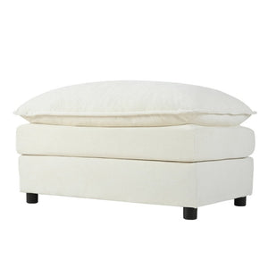 English Elm Modular U Shaped Chenille Sectional with Deep Seats and Two Movable Ottomans Beige W3163S00055