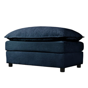 English Elm Modular U Shaped Chenille Sectional with Deep Seats and Two Movable Ottomans Blue W3163S00061