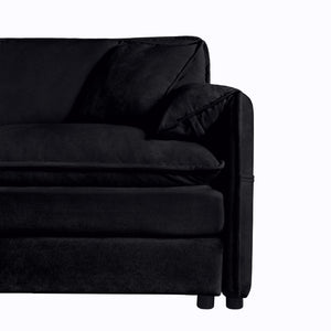 English Elm Oversized Chenille Recliner Chair with Movable Ottoman for Modern Living Spaces Black W3163S00063