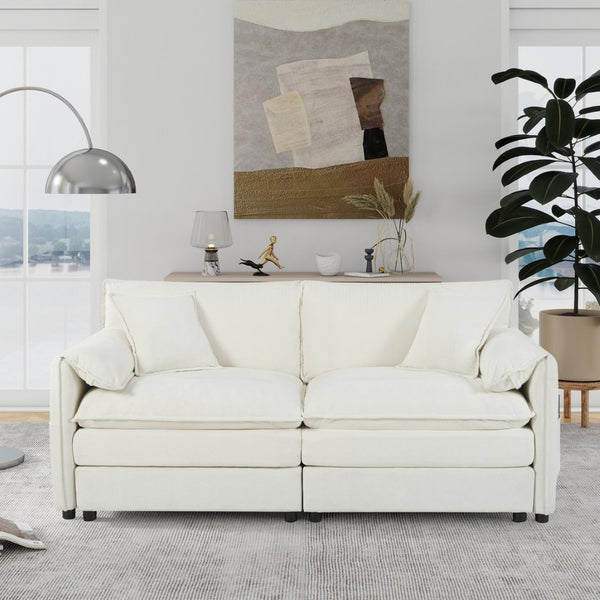 English Elm Old:w3163s00004 Modular Chenille Loveseat with Deep Cushioned Seat for Modern Living Spaces Beige W3163S00075