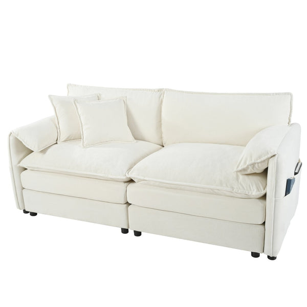 English Elm Old:w3163s00004 Modular Chenille Loveseat with Deep Cushioned Seat for Modern Living Spaces Beige W3163S00075