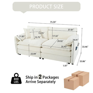 English Elm Old:w3163s00004 Modular Chenille Loveseat with Deep Cushioned Seat for Modern Living Spaces Beige W3163S00075
