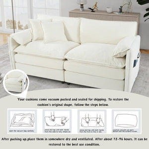 English Elm Old:w3163s00004 Modular Chenille Loveseat with Deep Cushioned Seat for Modern Living Spaces Beige W3163S00075
