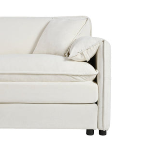 English Elm Oversized Modular Cloud Sectional Sofa in Plush Chenille for Living Room Lounging Beige W3163S00076