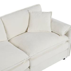 English Elm Oversized Modular Cloud Sectional Sofa in Plush Chenille for Living Room Lounging Beige W3163S00076
