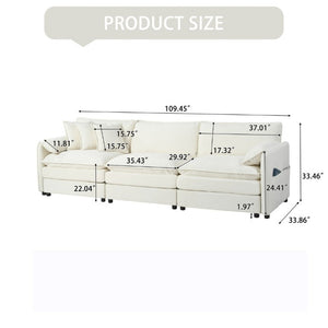 English Elm Oversized Modular Cloud Sectional Sofa in Plush Chenille for Living Room Lounging Beige W3163S00076