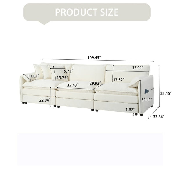English Elm Oversized Modular Cloud Sectional Sofa in Plush Chenille for Living Room Lounging Beige W3163S00076