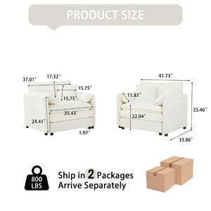 English Elm Oversized Chenille Accent Chairs Set of Two with Deep Foam Seat for Modern Living Rooms Beige W3163S00077