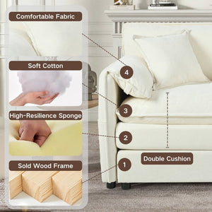 English Elm Oversized Chenille Accent Chairs Set of Two with Deep Foam Seat for Modern Living Rooms Beige W3163S00077