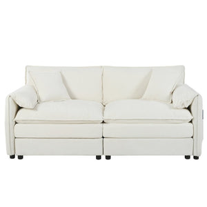 English Elm Luxury Chenille Cloud Loveseat and Armchair Set Deep Seat Modern Living Room Duo Beige W3163S00078