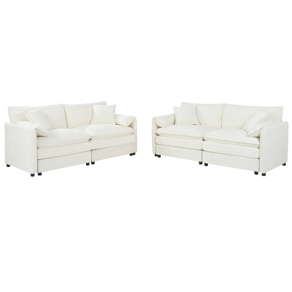 English Elm Oversized Chenille Cloud Loveseat Set Modular Deep Seat Sofa for Living Room Beige W3163S00079
