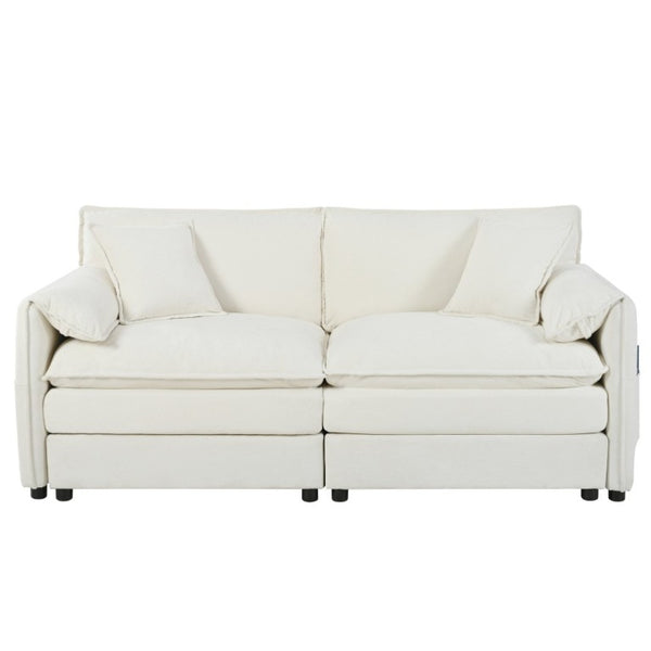 English Elm Oversized Chenille Cloud Loveseat Set Modular Deep Seat Sofa for Living Room Beige W3163S00079