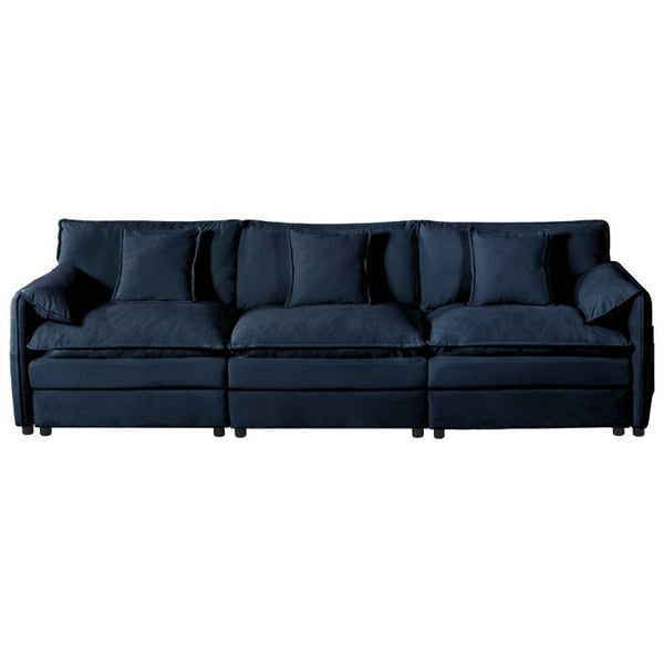 English Elm Oversized Modular Cloud Sectional Sofa in Plush Chenille for Living Room Lounging Blue W3163S00081