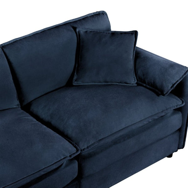 English Elm Oversized Modular Cloud Sectional Sofa in Plush Chenille for Living Room Lounging Blue W3163S00081