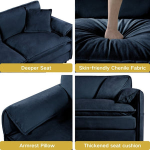 English Elm Oversized Modular Cloud Sectional Sofa in Plush Chenille for Living Room Lounging Blue W3163S00081