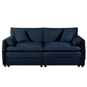 English Elm Oversized Chenille Cloud Loveseat Set Modular Deep Seat Sofa for Living Room Blue W3163S00084