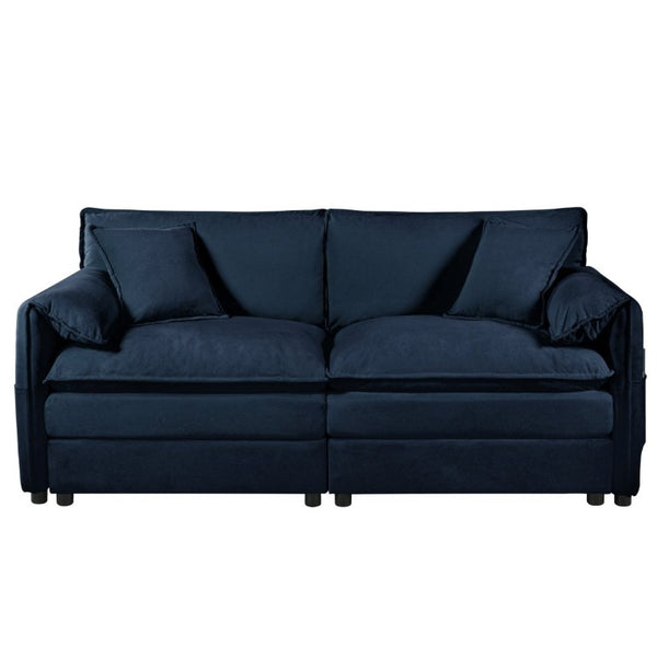 English Elm Oversized Chenille Cloud Loveseat Set Modular Deep Seat Sofa for Living Room Blue W3163S00084