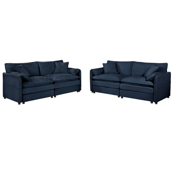 English Elm Oversized Chenille Cloud Loveseat Set Modular Deep Seat Sofa for Living Room Blue W3163S00084