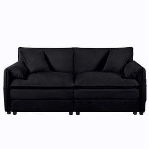 English Elm Old:w3163s00004 Modular Chenille Loveseat with Deep Cushioned Seat for Modern Living Spaces Black W3163S00085