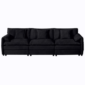 English Elm Oversized Modular Cloud Sectional Sofa in Plush Chenille for Living Room Lounging Black W3163S00086