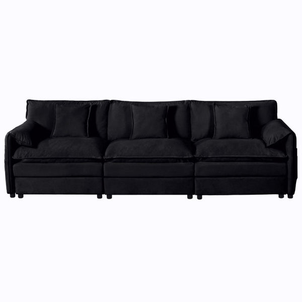 English Elm Oversized Modular Cloud Sectional Sofa in Plush Chenille for Living Room Lounging Black W3163S00086
