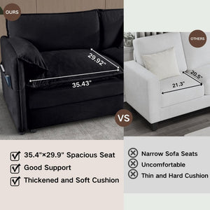 English Elm Oversized Modular Cloud Sectional Sofa in Plush Chenille for Living Room Lounging Black W3163S00086