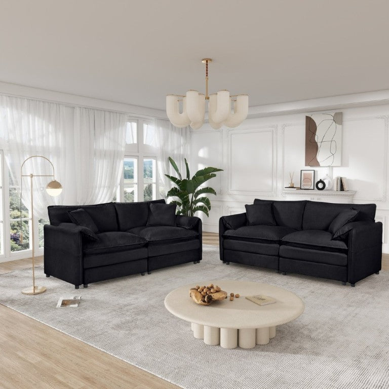 English Elm Oversized Chenille Cloud Loveseat Set Deep Seat Modular Sofa for Living Room Comfort W3163S00088