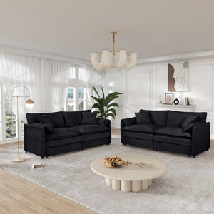 English Elm Oversized Chenille Cloud Loveseat Set Deep Seat Modular Sofa for Living Room Comfort W3163S00088