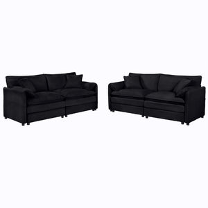 English Elm Oversized Chenille Cloud Loveseat Set Deep Seat Modular Sofa for Living Room Comfort W3163S00088