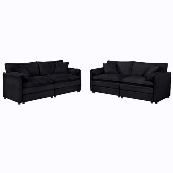 English Elm Oversized Chenille Cloud Loveseat Set Deep Seat Modular Sofa for Living Room Comfort W3163S00088