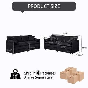 English Elm Oversized Chenille Cloud Loveseat Set Deep Seat Modular Sofa for Living Room Comfort W3163S00088