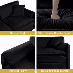 English Elm Oversized Chenille Cloud Loveseat Set Deep Seat Modular Sofa for Living Room Comfort W3163S00088