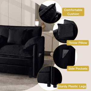 English Elm Oversized Chenille Cloud Loveseat Set Deep Seat Modular Sofa for Living Room Comfort W3163S00088